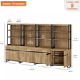 thumbnail image 4 of WAMPAT 4-Piece Modern 72" Tall Library Bookcases with Metal Base & Adjustable Shelves, Wood Bookshelves with Storage Cabinet & Open Shelves for Home Office & Living Room, Oak, 4 of 9