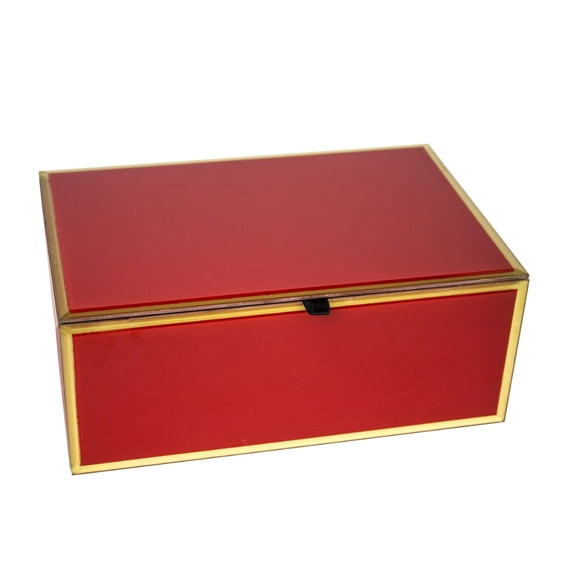 Remarkable Glass & Wood Decorative Box, Red