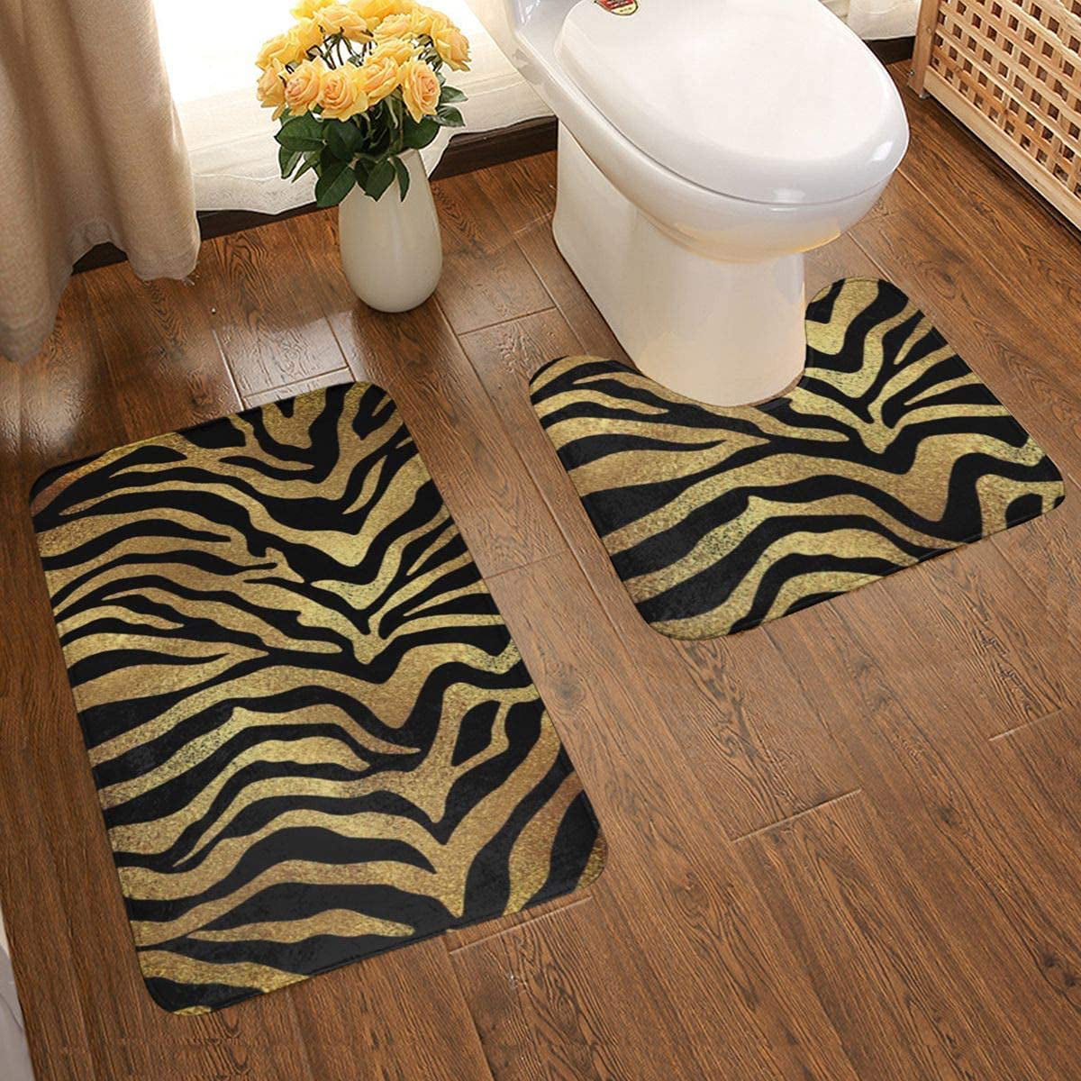 Soft Comfort Bathroom Rug s Safari African Gold Glam Zebra Animal Skin  Black Non Slip Bath Entry Rugs 2pcs/Set Carpet Rugs Wa Door | Walmart Canada