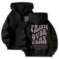 thumbnail image 2 of HAYIMI Women Letter Print Hooded Zip Up Sweatshirt Streetwear Loose Fit Hoodie Long Sleeve Oversized Holiday Tops, 2 of 5
