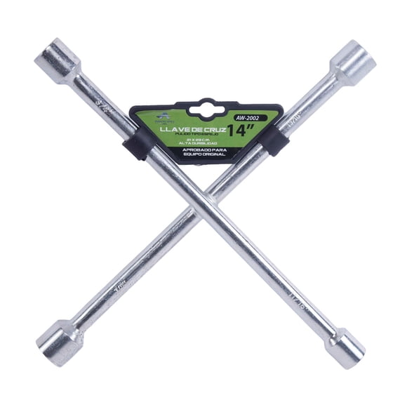 Llave De Cruz 14 Cromada Universal Llanta Auto/camioneta plateado.