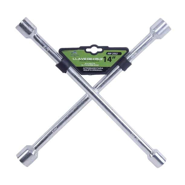 Llave De Cruz 14 Cromada Universal Llanta Auto/camioneta plateado.