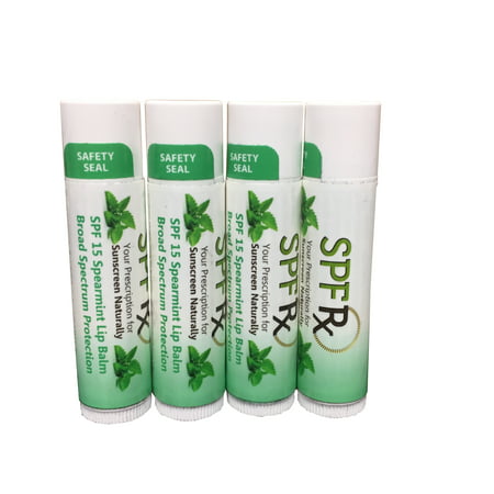SPF 15 Spearmint Lip Balm by SPF Rx - Natural Beeswax lip repair with Sunscreen Protection, Vitamin E, Aloe Vera for Ultra-Moisturizing Lip Balms - Rapid Relief for Chapped, Dry Lips, 0.15 oz, 4
