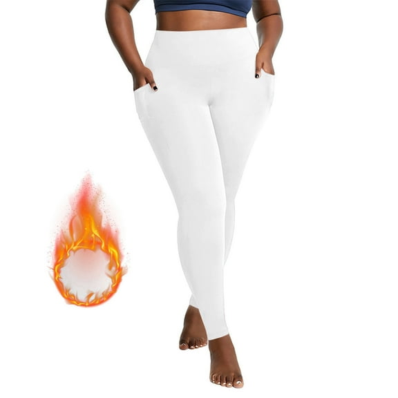 Kctiaxy Yoga Pants Women Comfy Plus Size Velvet Warm Drying Slim Fitting leggings Solid Color High Waist Stretchy Fitness Joggers Pants with Pockets