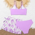 thumbnail image 4 of TOWED22 Girls Bathing Suits 3 Piece Swimwear Bikini Set Floral Print Cover Up Skirt Ruffle Swimsuit 7-14T Purple,8-9 Y, 4 of 4