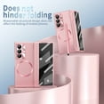 thumbnail image 6 of Dteck Case for Samsung Galaxy Z Fold 7 with Built-in Glass Screen Protector, Shockproof Plating Magnetic with 2 Hinge Protection Full Body Hard PC Pen Holder Cover, Pink, 6 of 9