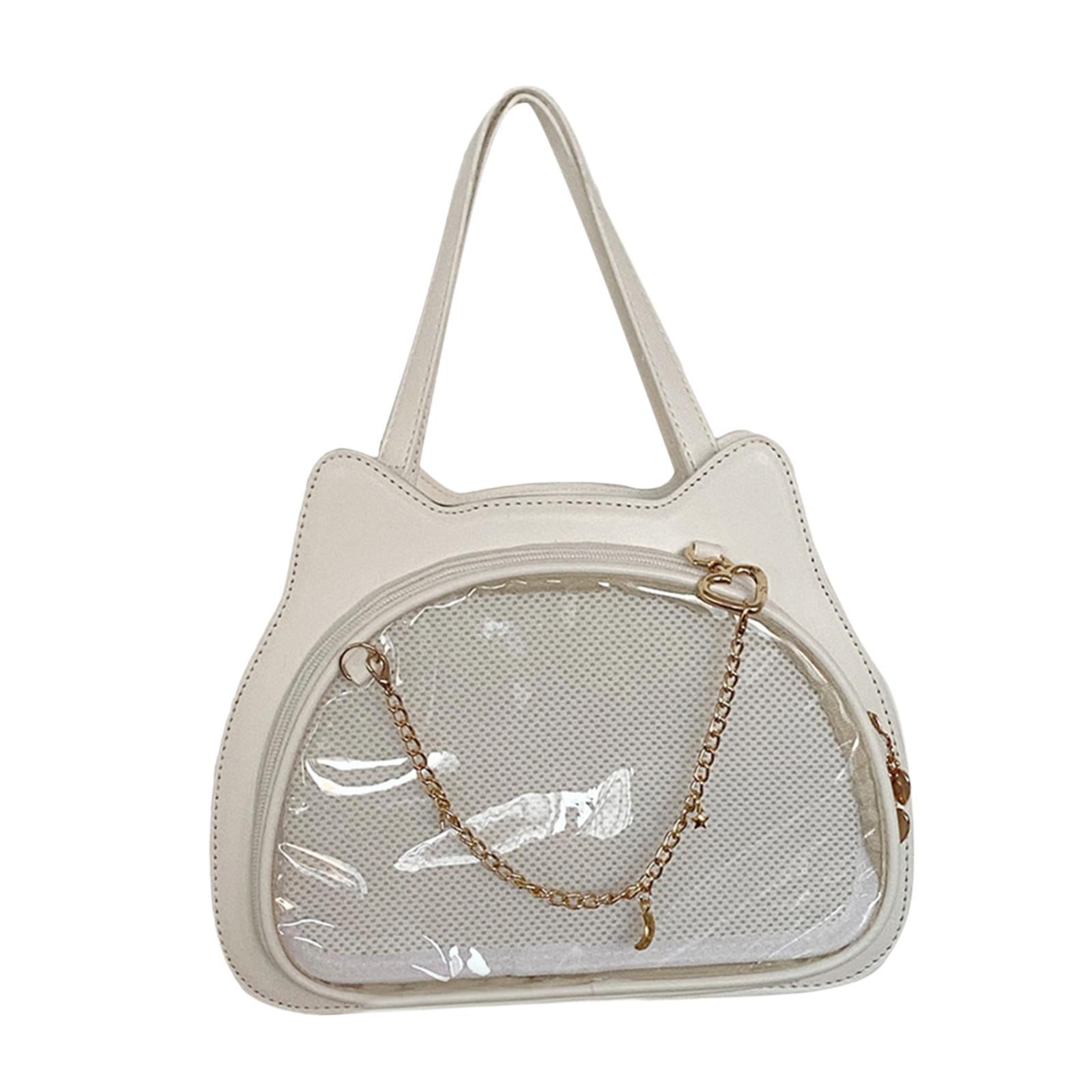BLESIYA Cat Shape Shoulder Bag PU Leather Y2K Ita Bag for Ladies Women Birthday Gift White