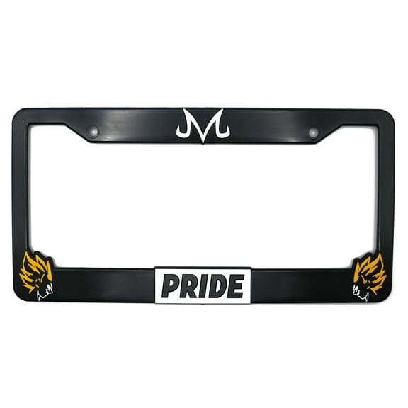 LP Frameworks Saiyan Pride 3D Raised License Plate Frame | 1 Pack Character License Plate Cover | Universal US Car Black License Plate Holder | Auto Accessories (Car, Truck and SUV)