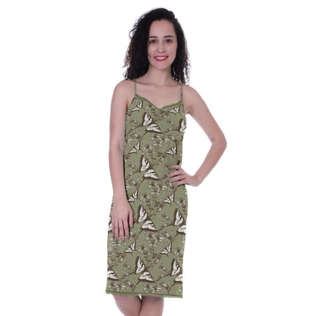

Moomaya Printed Spaghetti Strap Nightgown For Womens Lace V-Neck Sleepwear Nightdress