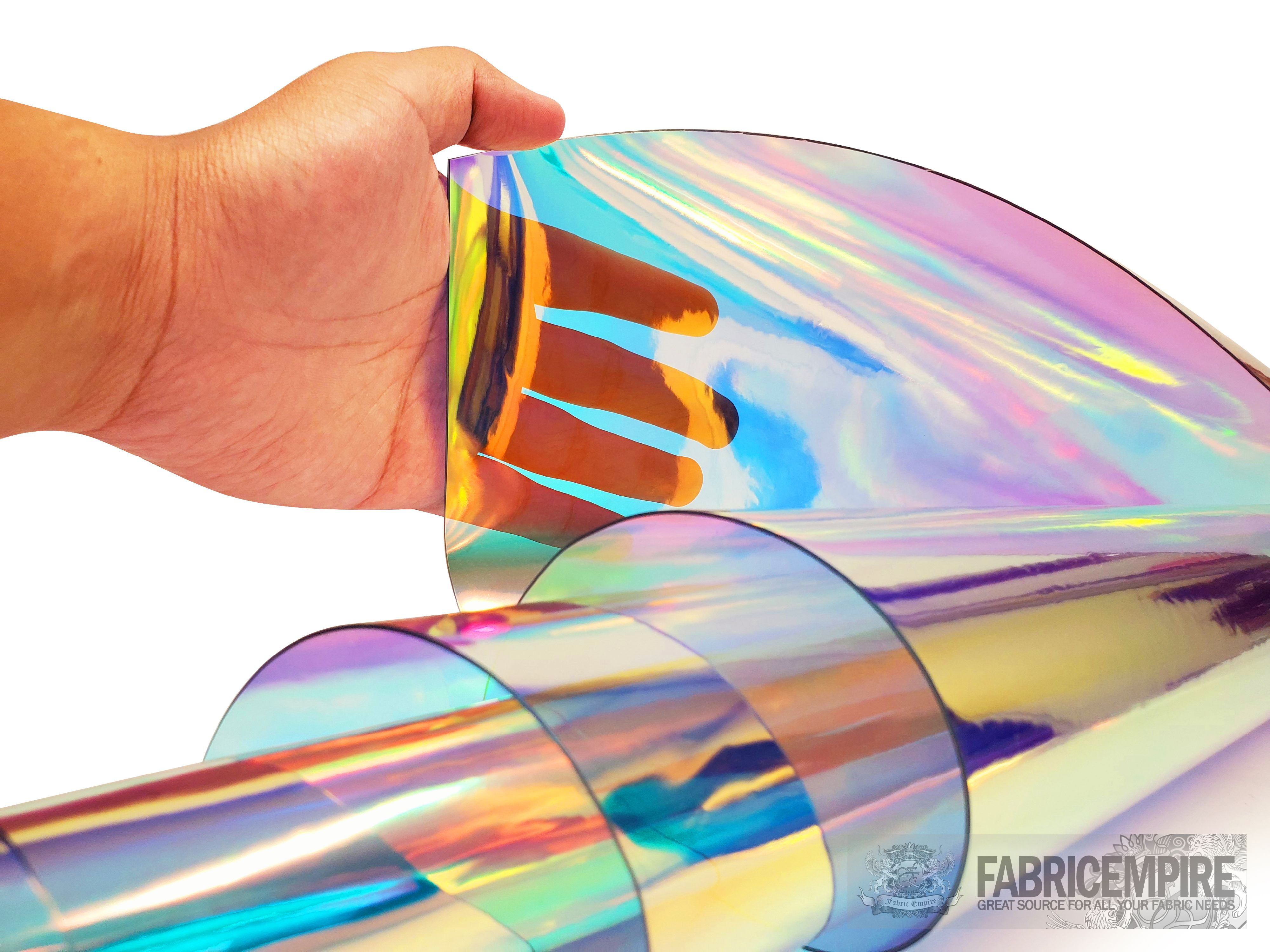 Holographic Transparent Plastic Vinyl Fabric 54" Wide Sold By The Yard (12 Gauge)