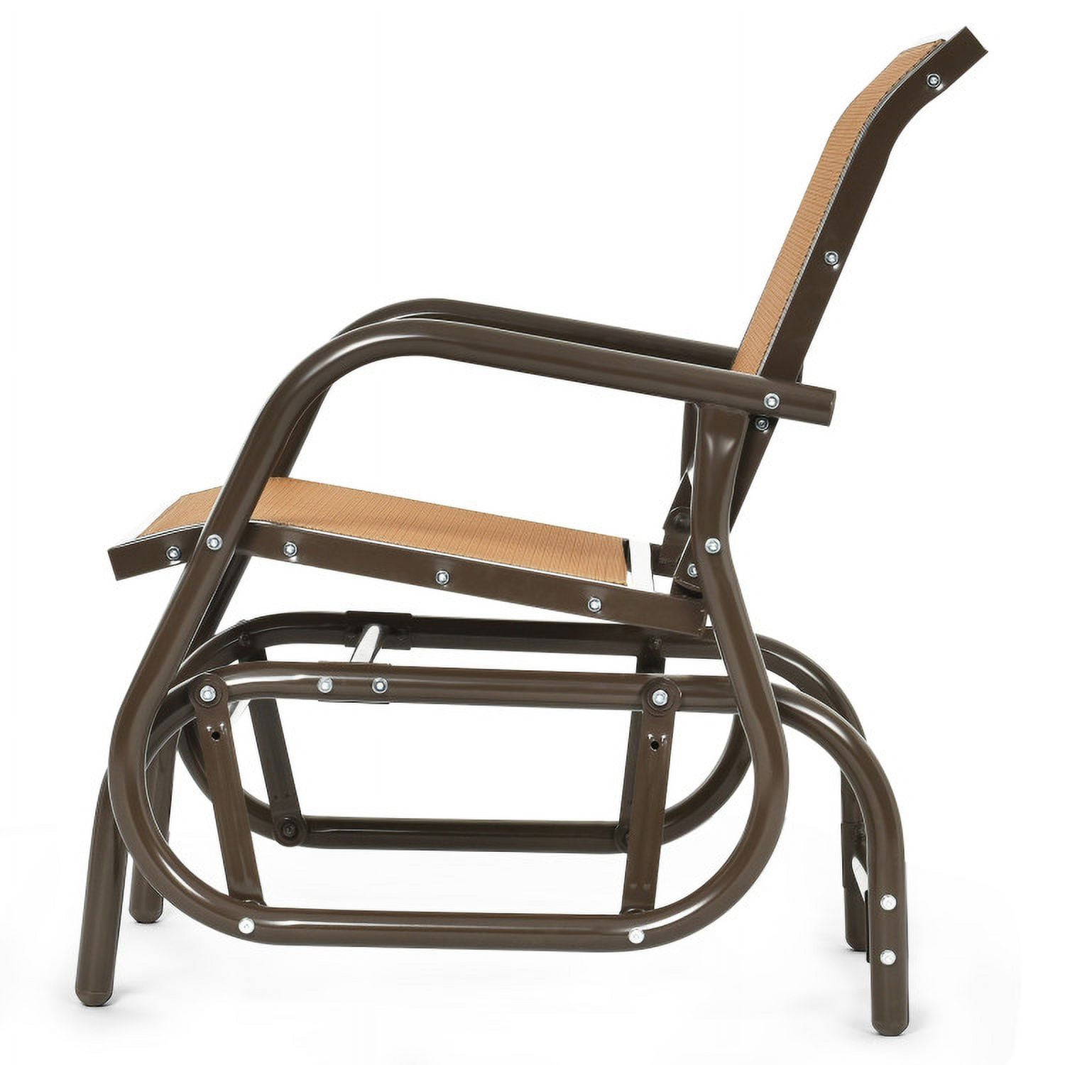 Aimee Lii Outdoor Single Chair with Coffee Table, Patio Glider Bench, Porch, Backyard, Sturdy, Brown