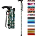 thumbnail image 1 of SupreGear Adjustable Folding Cane with T-Handle, 5 Height Levels, Green Floral, Stability Strap, 1 of 6