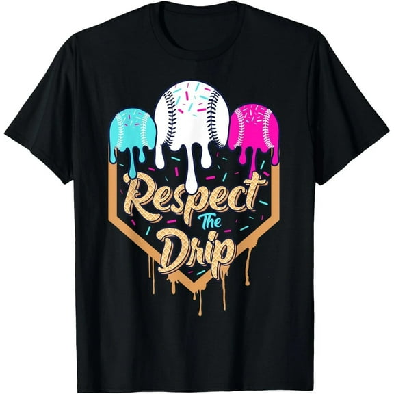 Ice Cream Waffle Baseball Home Plate Respect the Drip Funny Unisex T-shirt