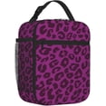 thumbnail image 2 of Cheetah Purple Leopard Insulated Lunch Bags Lunch Tote Reusable Cooling Tote For Shopping, Office, Camping, 2 of 6