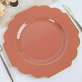 thumbnail image 3 of BalsaCircle 10 Terracotta Disposable Baroque Plastic 11" Dinner Plates Gold Rim Party Decorations, 3 of 8