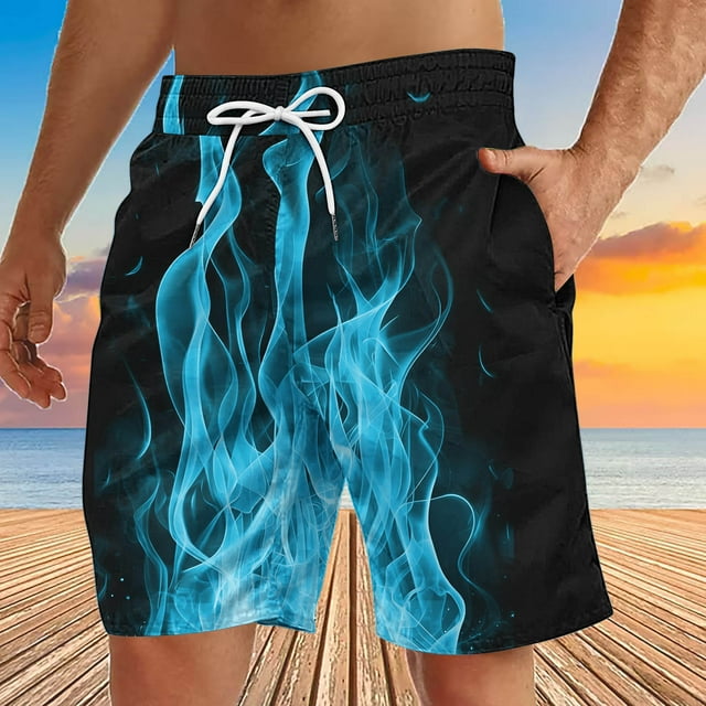 Mens Shorts, Mens Casual Independence Day Printed Drawstring Trouser Beach Shorts Pants with Pocket