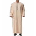 thumbnail image 2 of Muslim Thobe for Men Frog Buckle Mens Caftans Big and Tall Mens Soft Arab Thobe with Pocket and Embroidery Size 3XL Beige, 2 of 9