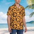 thumbnail image 3 of Fotbe Vintage Brown Plaid Sunflower Camisa Hawaiana para Hombre Unisex – Camisa Casual de Verano con Botones de Manga Corta de Algodón y Lino,Large, 3 of 7