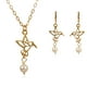 thumbnail image 1 of Vangania collar y aretes colibrí dorado con perla elegante para mujer regalo, 1 of 4