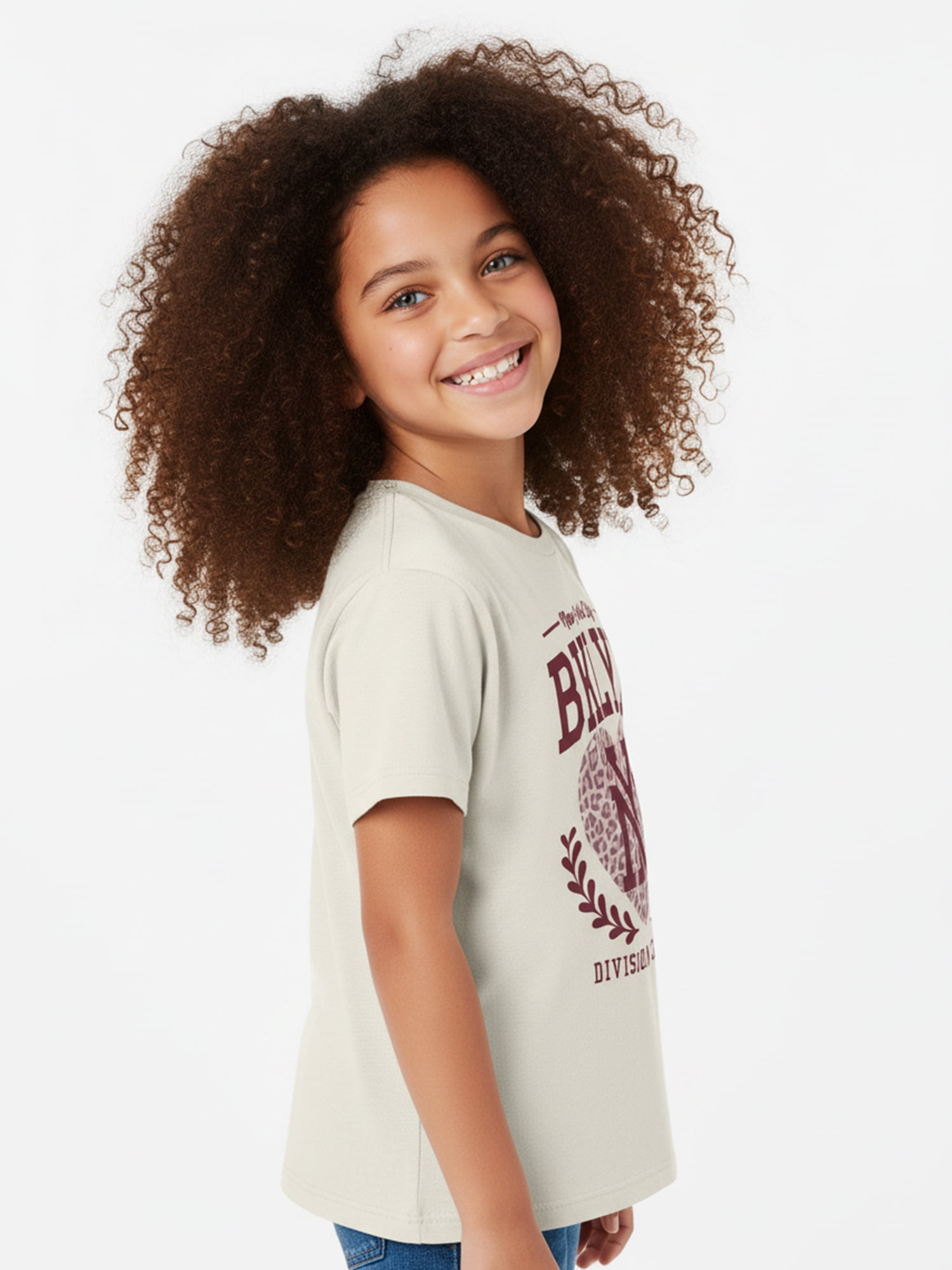 Wonder Nation Girls' Graphic Brooklyn Tee with Short Sleeves, Sizes 4-18
