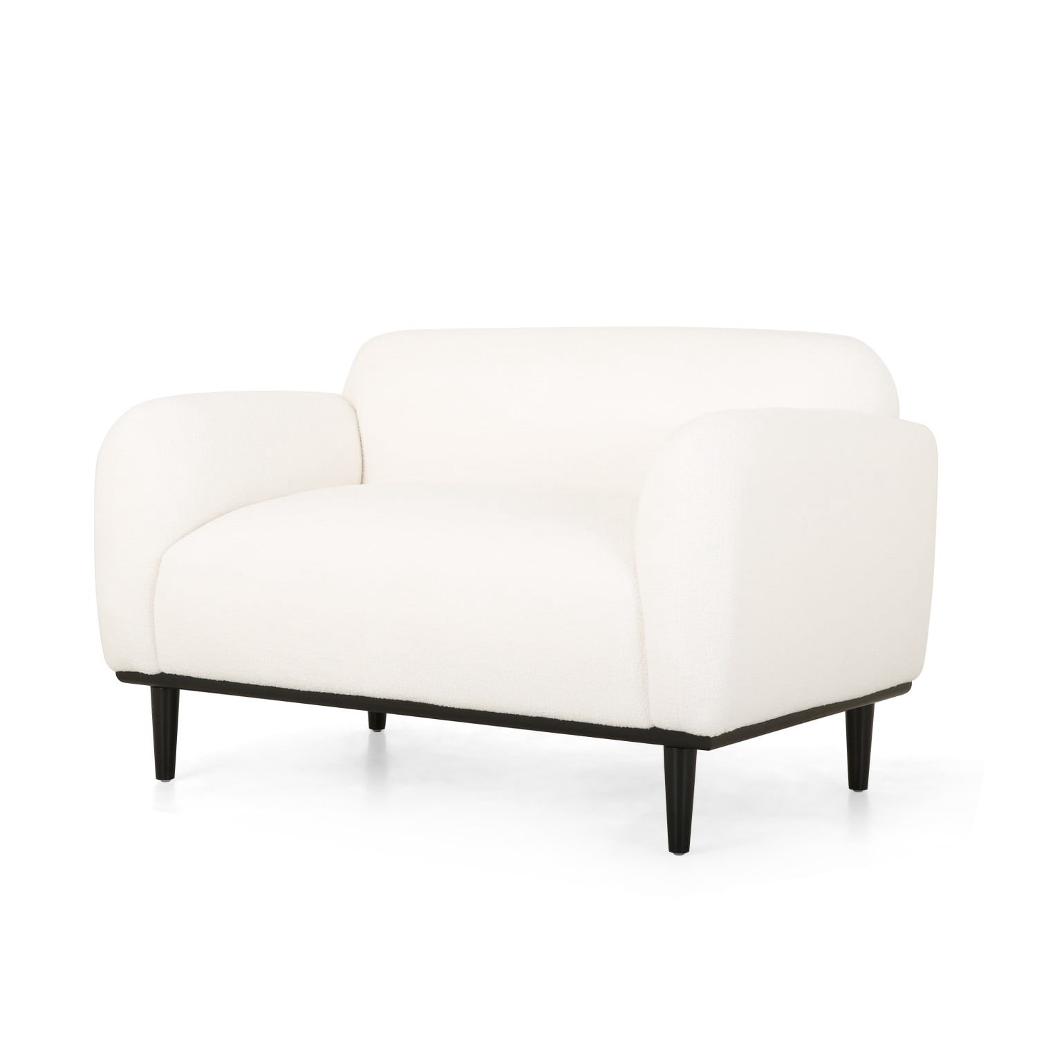 50" Loveseat Sofa 2 Seater Couch Upholstered Modern Compact Sofa with Birch Wood Legs, Small Space Couch for Living Room, Office, Reading Nook, White