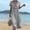 Gray, variant on 100% Cotton Womens Summer Dresses Maxi Solid Short Sleeve Casual V-Neck Spring Flowy Vacation Wedding Guest Lace Sundress L