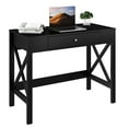 thumbnail image 3 of Lavish Home Writing Desk with X-Pattern Legs and Drawer Storage (Black), 3 of 9