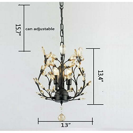 Garwarm 3 Lights Vintage Crystal Chandeliers Ceiling Led Light Pendant Lighting Fixtures For Living