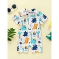 thumbnail image 3 of Musuos Kids Boys Summer Swimsuit 0-4T Casual Cartoon Dinosaur Printed Short Sleeve Zipper Jumpsuit Swimwear Beachwear, 3 of 10