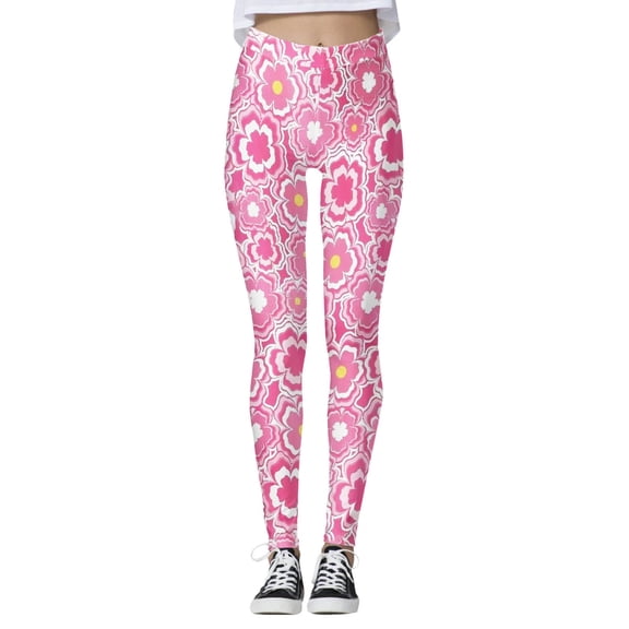 WAYUTE Yoga Pants Women High Waisted Stylish Printed Sports Athletic Training Tights Stretchy Fit for Gym Fitness M