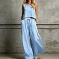 thumbnail image 2 of Plus Size Summer Outfits For Women Square Neck Sleeveless Tank Tops Drawstring Wide Leg Pants With Pockets (XL, Light Blue), 2 of 5