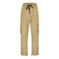 thumbnail image 6 of TOMVIGX Mens Hiking Cargo Pants Athletic Drawstring Khaki Pants Straight Leg Elastic Waist Trousers Casual Hiking Work Pants, 6 of 6