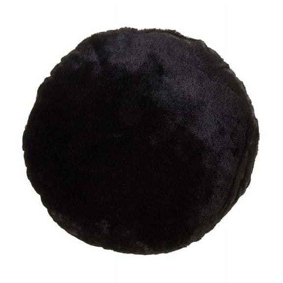 16 in. Faux Rabbit Fur Throw Pillow, Black