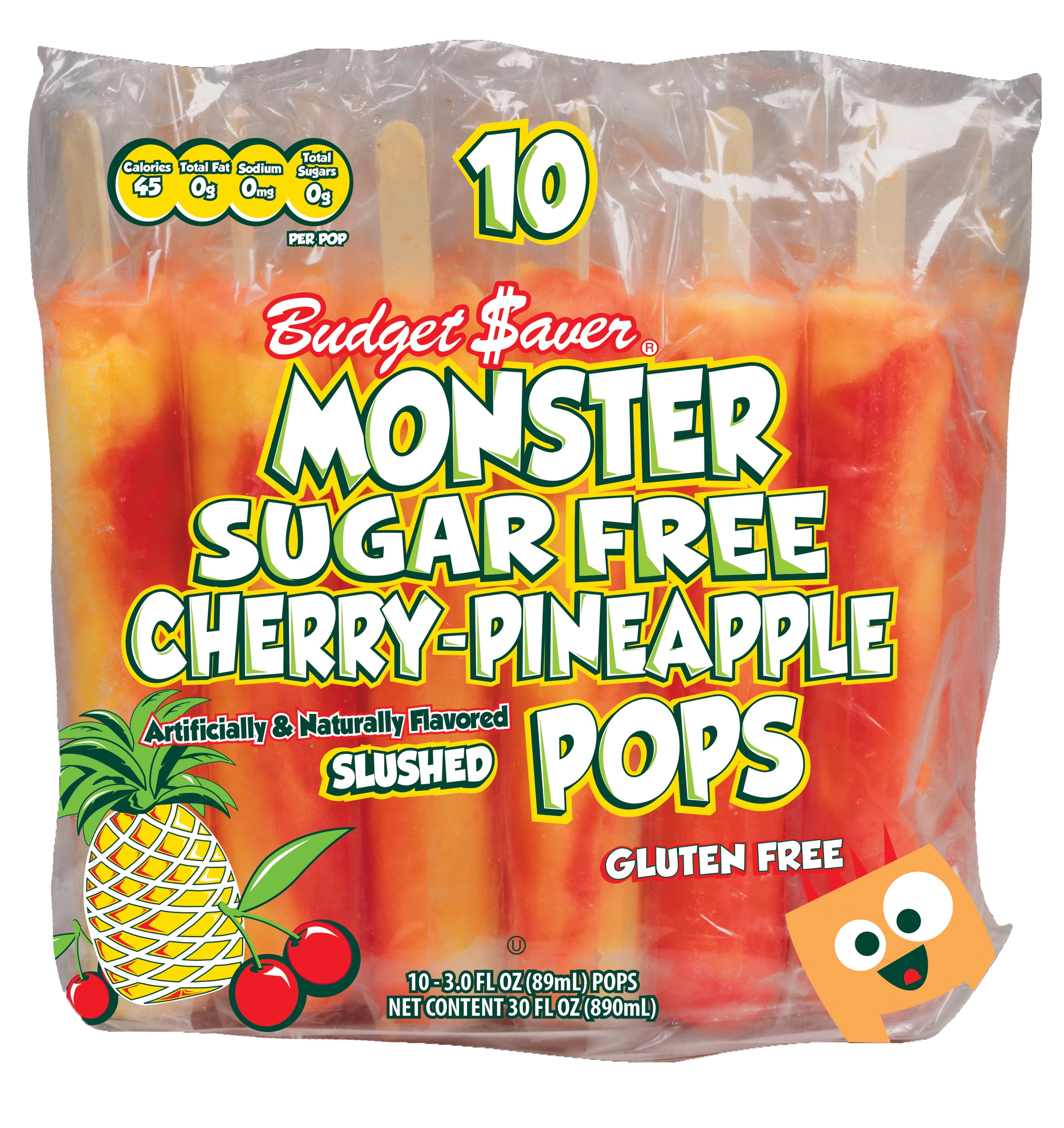 Budget Saver Sugar Free Cherry Pineapple Monster Pops - Walmart.com