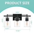 thumbnail image 2 of HKMGT Black Vanity Light, 3-Light Bathroom Wall Sconce with Clear Glass, Farmhouse Industrial Lighting Fixture, 2 of 8