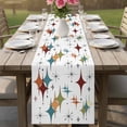 thumbnail image 4 of Multi-Color Diamond Table Runner - 90 Inch Long Modern Geometric Middle Century White Cotton and Linen Blended Dress Scarves Farmhouse Table Runner for Kitchen Dining, Coffee Table, 13" x 90", 4 of 8
