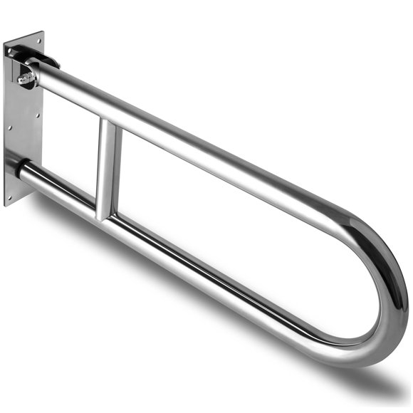 Barres de Saisie pour Toilette Barre de Saisie en Acier Inoxydable 304 Pliable pour Salle de Bain, Couleur Métal, 24 Pouces de Long. Support Mural pour Personnes Handicapées Ou Aînées.