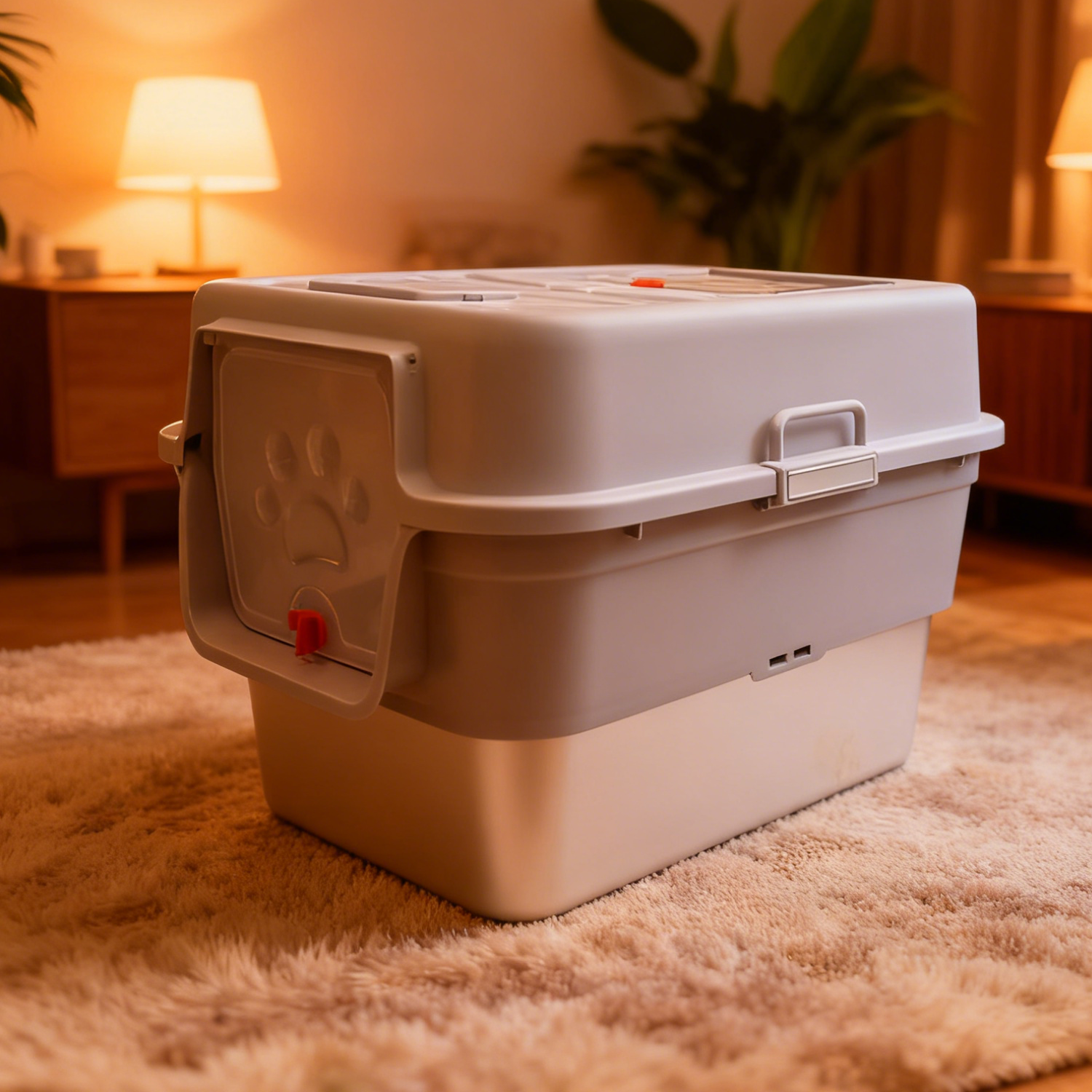 XL Extra Large Stainless Steel Enclosed Cat Litter Box with  Scoop, Stickers, and Carbon Bag