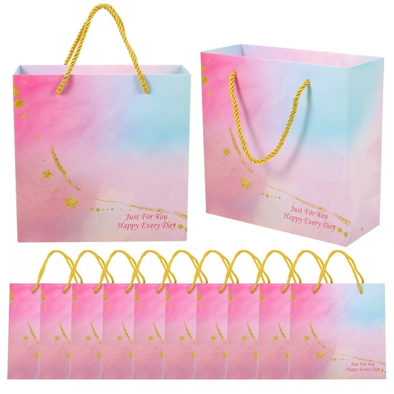 OFFIGAM 10Pcs Paper Treat Bags Pink for Birthday Celebration