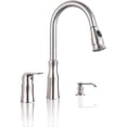 thumbnail image 2 of Brushed Nickel High Arc Kitchen Faucet Pull Down Pull Out 3 Holes Single Handle with Soap Dispenser Mixer Tap, 2 of 8
