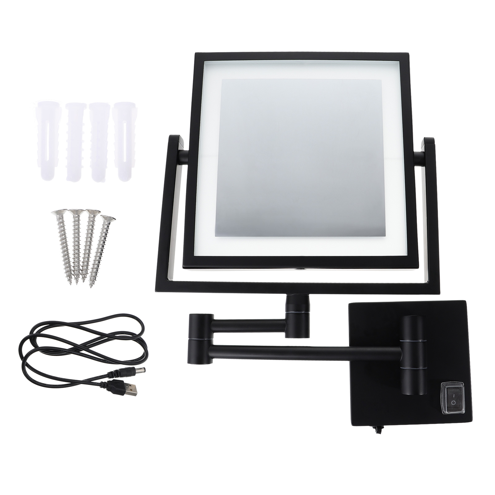 1pc Bathroom Folding Makeup Mirror LED Lighting Cosmetics Mirror Wall