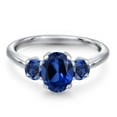 thumbnail image 3 of Gem Stone King 2.10 Ct Oval Blue Created Sapphire 925 Sterling Silver Ring, 3 of 6