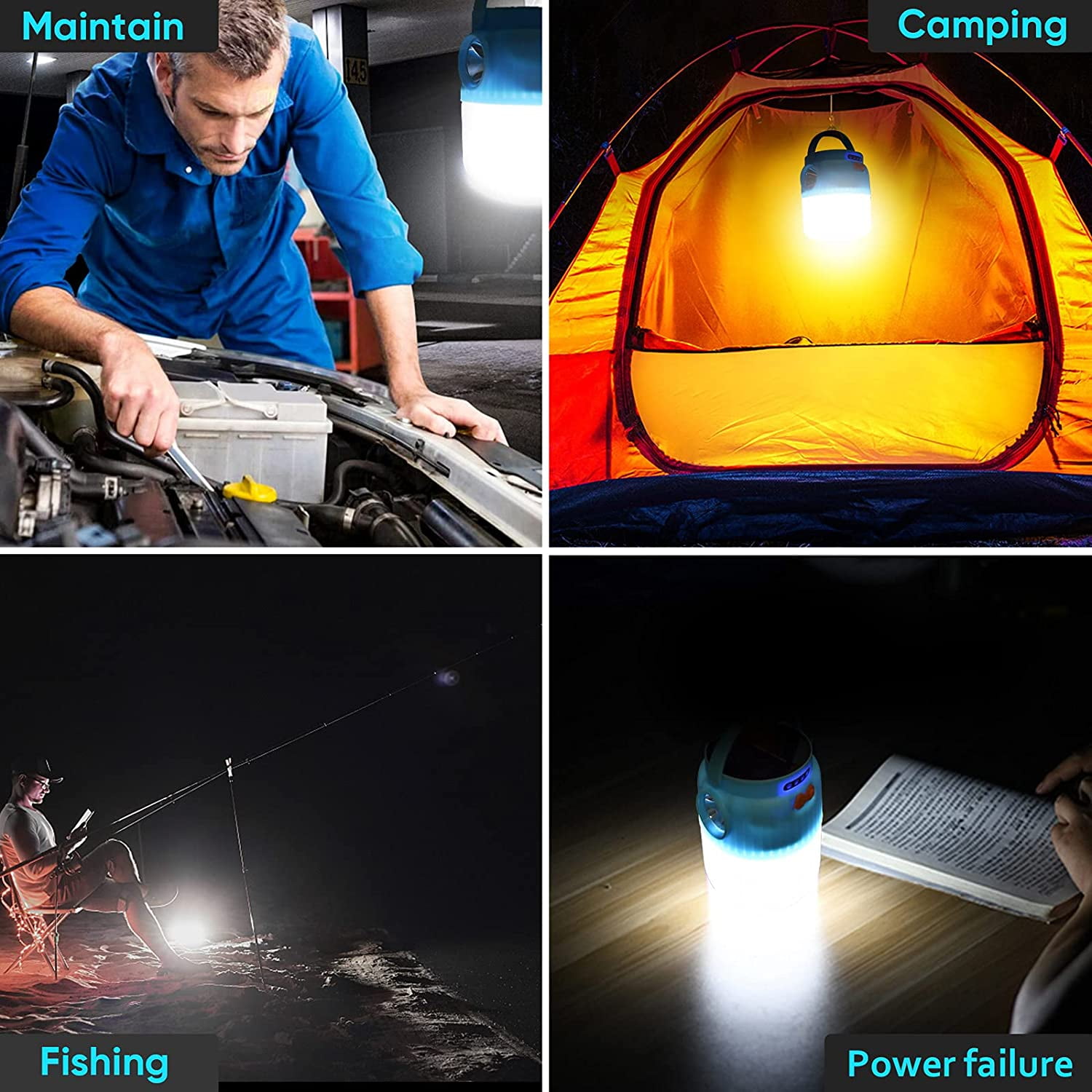 LED Camping Lantern, 6000mAh Rechargeable Battery Camping Light, IP55  Waterproof Outdoor Table Lamp, 4-Way Dimmable Portable Lamp