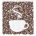 thumbnail image 3 of Ambesonne Coffee Shower Curtain, Hot Cup on Beans Drink Theme, 69"Wx70"L, White and Brown, 3 of 3
