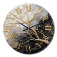 thumbnail image 2 of Designart "Luminous Tangle Golden Branch III" Tree Monochrome Oversized Wall Clock, 2 of 5
