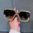 thumbnail image 2 of Womens Diamond Inlaid Sunglasses Full Frame Box Design Metal Frame PC Lens For Commuting All Day Comfort Soft, 2 of 6