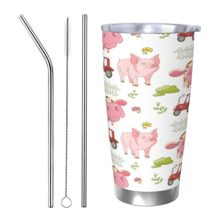 

Coaee a cow and a pig for 20oz Insulated Kettle Water Bottle For Running Hiking Cycling Climbing Men S Woman Insulated Water Bottle-Straw Three-piece Set