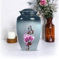 thumbnail image 4 of Cremation Urn Set – Blue Butterfly and Pink Flower Large 10-Inch Funeral Urn for Ashes Adult Male with Matching 3-Inch Keepsake – Ash Container for Women (10" 1 Pc, 3" 1 Pc), 4 of 8