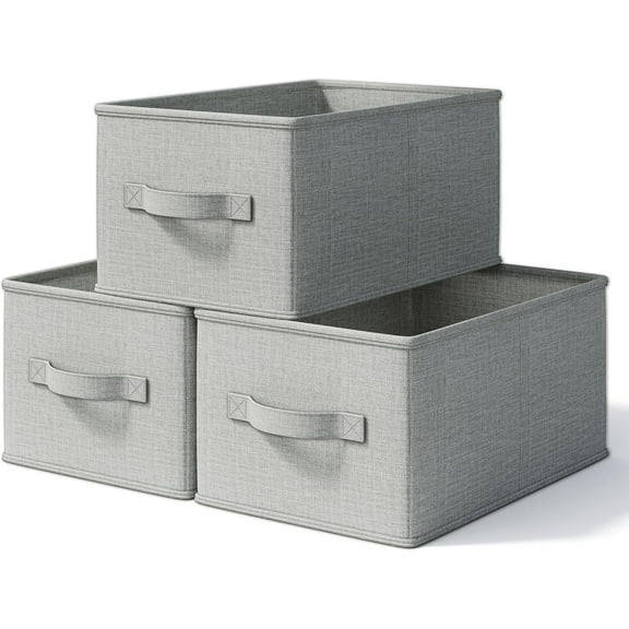 3 Pack Fabric Storage Bins for Shelves Closet Storage Bins Collapsible Closet Organizers for Clothes