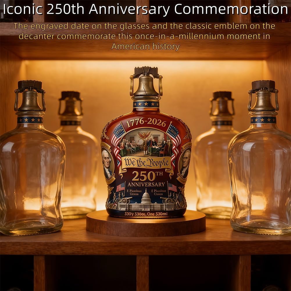 250th Anniversary Whiskey Bottle, We The People 250th Anniversarys Personal Reserve Bottles, Independence Day Patriotic Gift for Liquor Scotch Bourbon or Wine